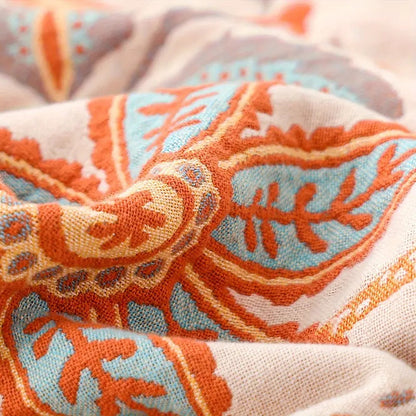 Boho Bliss | Floral Throw Blanket with Playful Fringe | Cozy Cotton Decor for Any Space 7