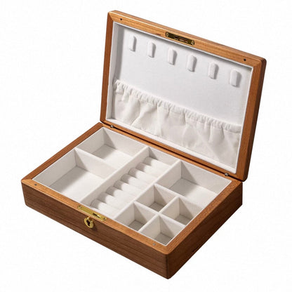 Elegant Walnut Jewelry Box for Women with Lock & Velvet Lining - Secure Jewelry Organizer 5