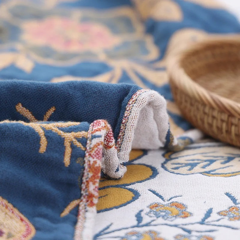Rustic Flora | Floral Blanket with Reversible Design | 100% Cotton for Year-Round Comfort 6