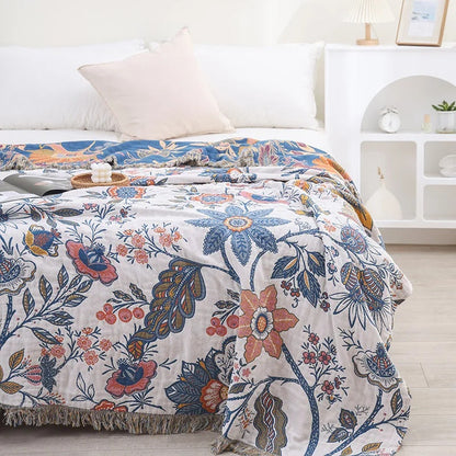 Rustic Flora | Floral Blanket with Reversible Design | 100% Cotton for Year-Round Comfort 7