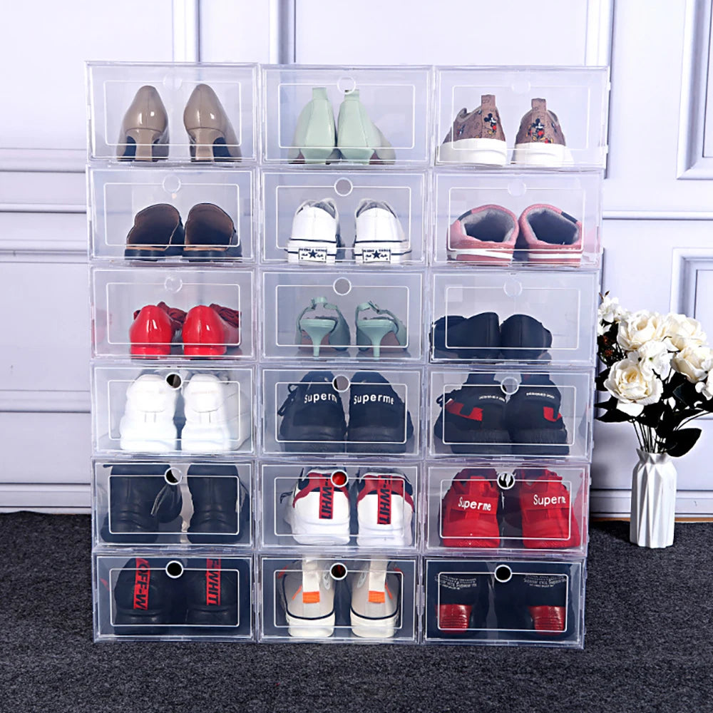 Transparent Shoe Organizer Set | Stackable Shoe Storage Boxes for Efficient Space-Saving 4