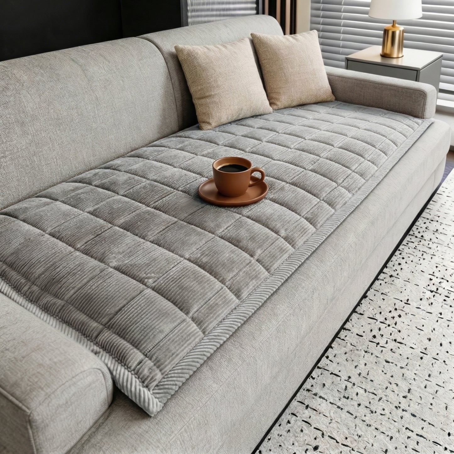 Quilted Couch Cover Mat with Non-Slip Design | Elegant Protector for Pets