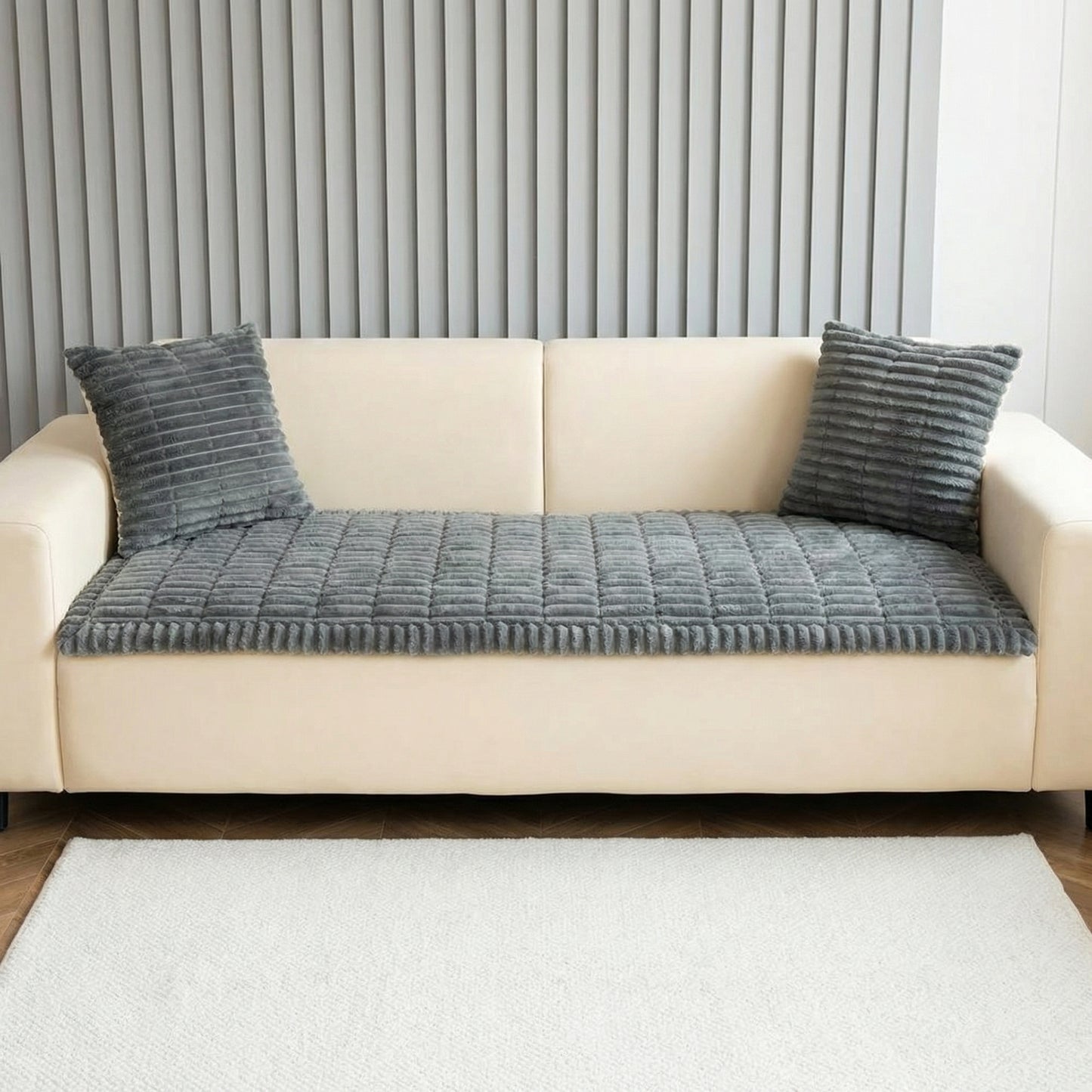 Plush Sofa Cover with Anti-Slip Design