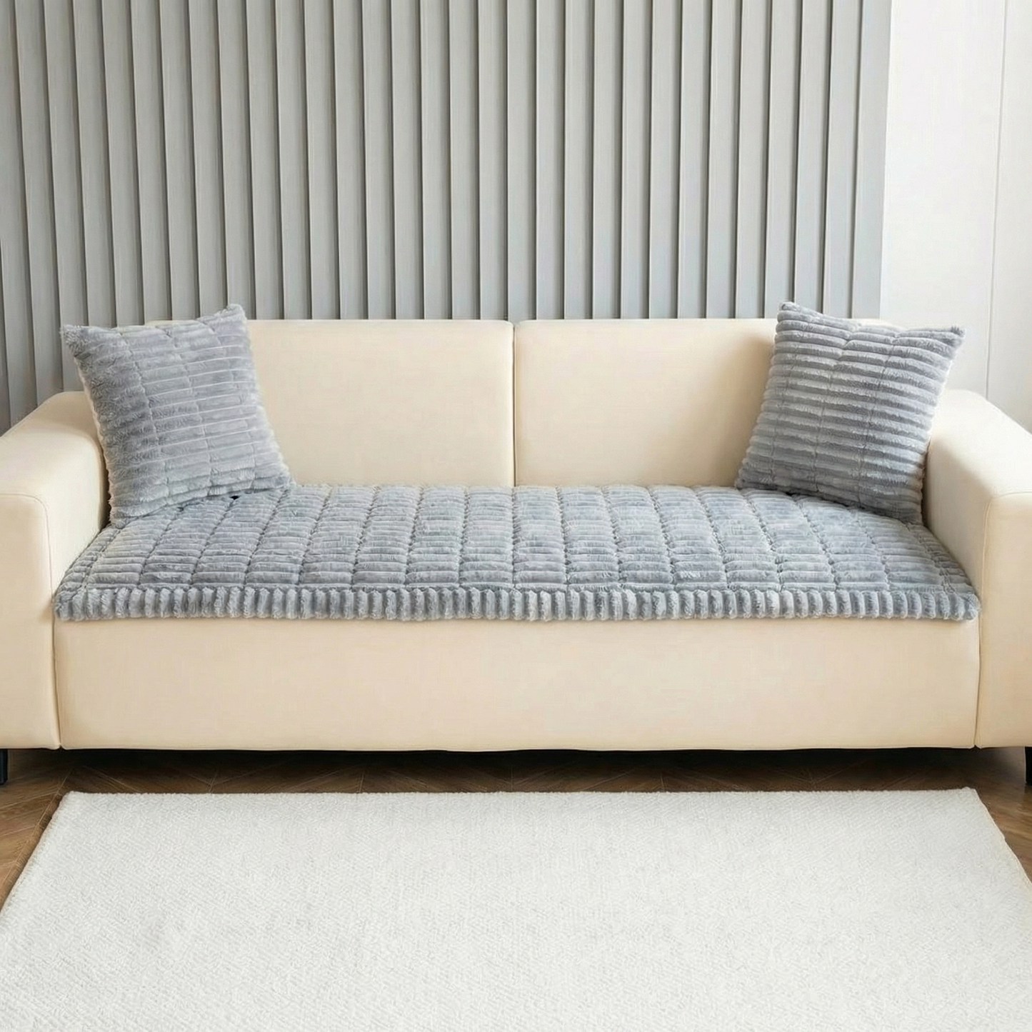 Plush Sofa Cover with Anti-Slip Design