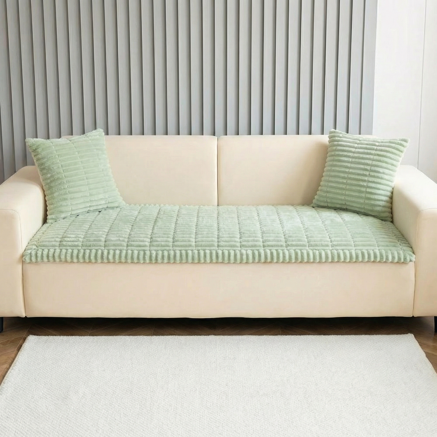 Plush Sofa Cover with Anti-Slip Design