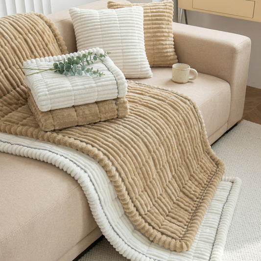 Plush Sofa Cover with Anti-Slip Design