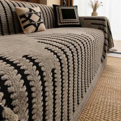 Vintage Tufted Plush Sofa Cover with Non-Slip Backing