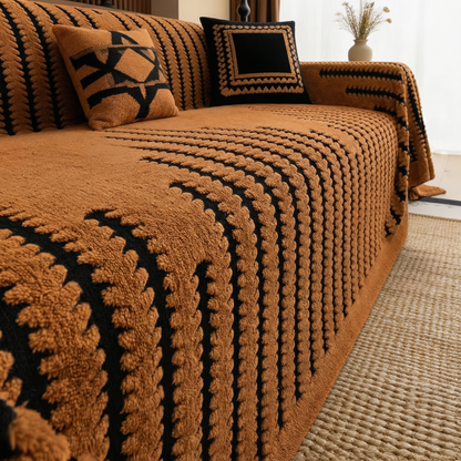 Vintage Tufted Plush Sofa Cover with Non-Slip Backing