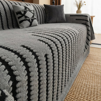 Vintage Tufted Plush Sofa Cover with Non-Slip Backing