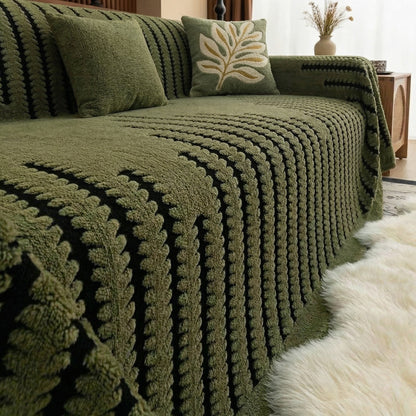 Vintage Tufted Plush Sofa Cover with Non-Slip Backing