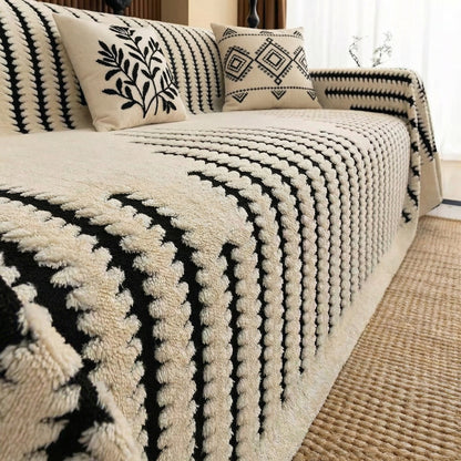 Vintage Tufted Plush Sofa Cover with Non-Slip Backing