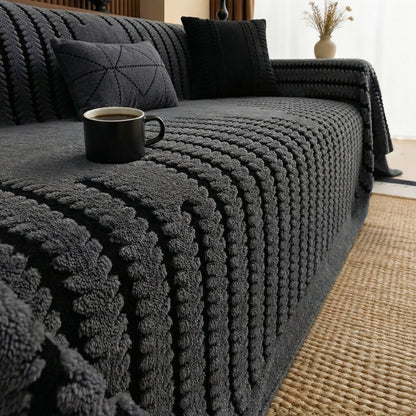 Vintage Tufted Plush Sofa Cover with Non-Slip Backing
