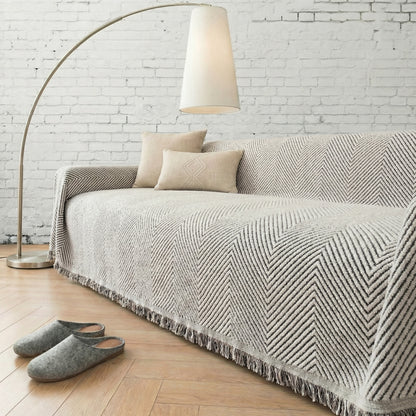Herringbone Water-Resistant Sofa Cover with Non-Slip Backing