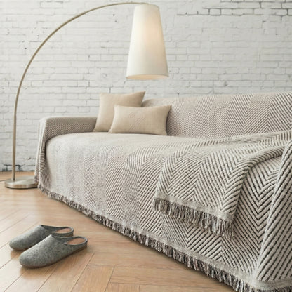 Herringbone Water-Resistant Sofa Cover with Non-Slip Backing