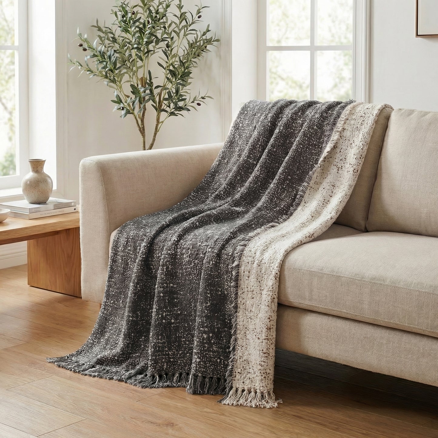 Nordic Speckle Reversible Sofa Cover with Non-Slip Backing