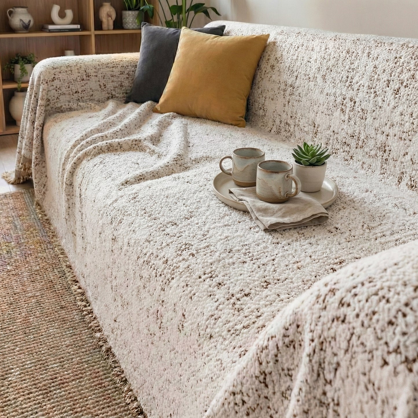 Nordic Speckle Reversible Sofa Cover with Non-Slip Backing