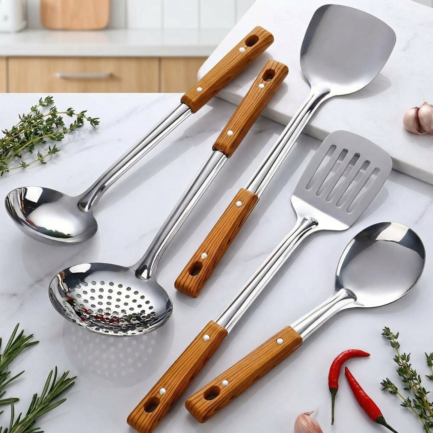 Kitchen Set with Ergonomic Handles & Durable Stainless Steel