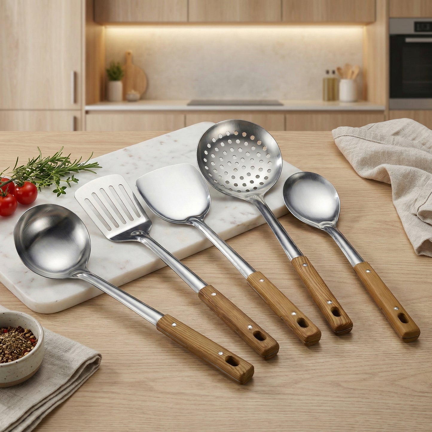 Kitchen Set with Ergonomic Handles & Durable Stainless Steel