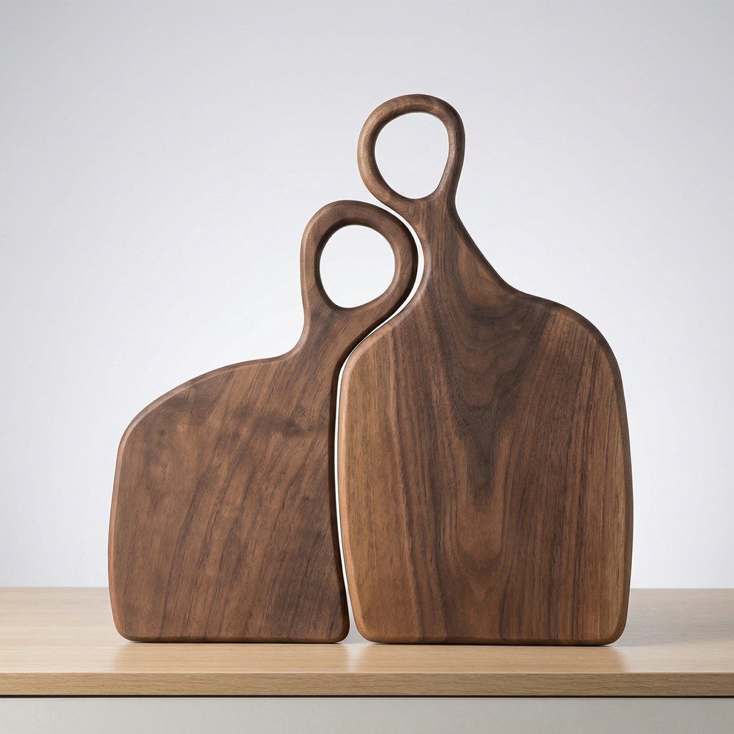 2-Piece Walnut Cutting Board Set with Handles