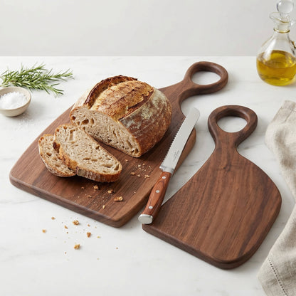 2-Piece Walnut Cutting Board Set with Handles