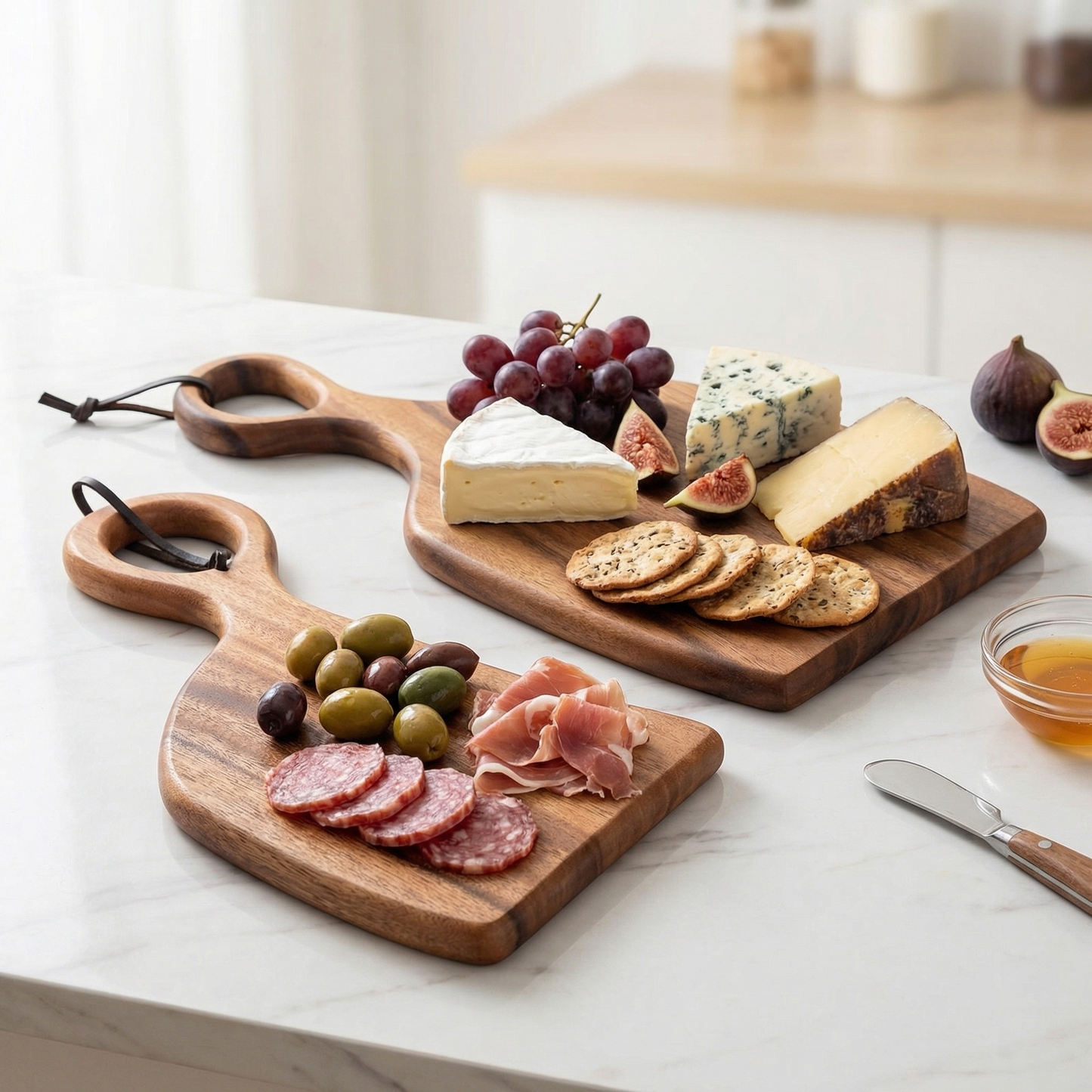 2-Piece Walnut Cutting Board Set with Handles