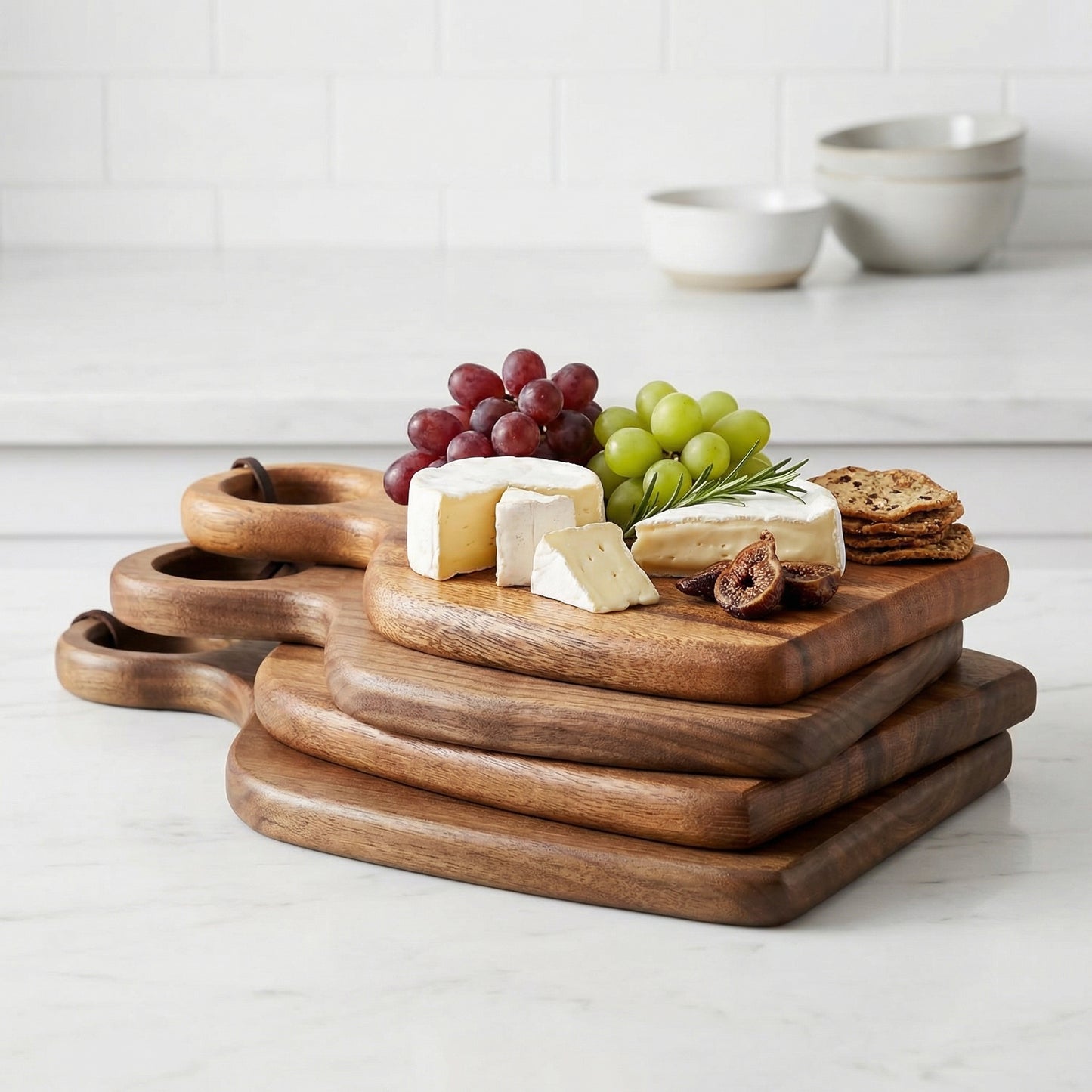 2-Piece Walnut Cutting Board Set with Handles