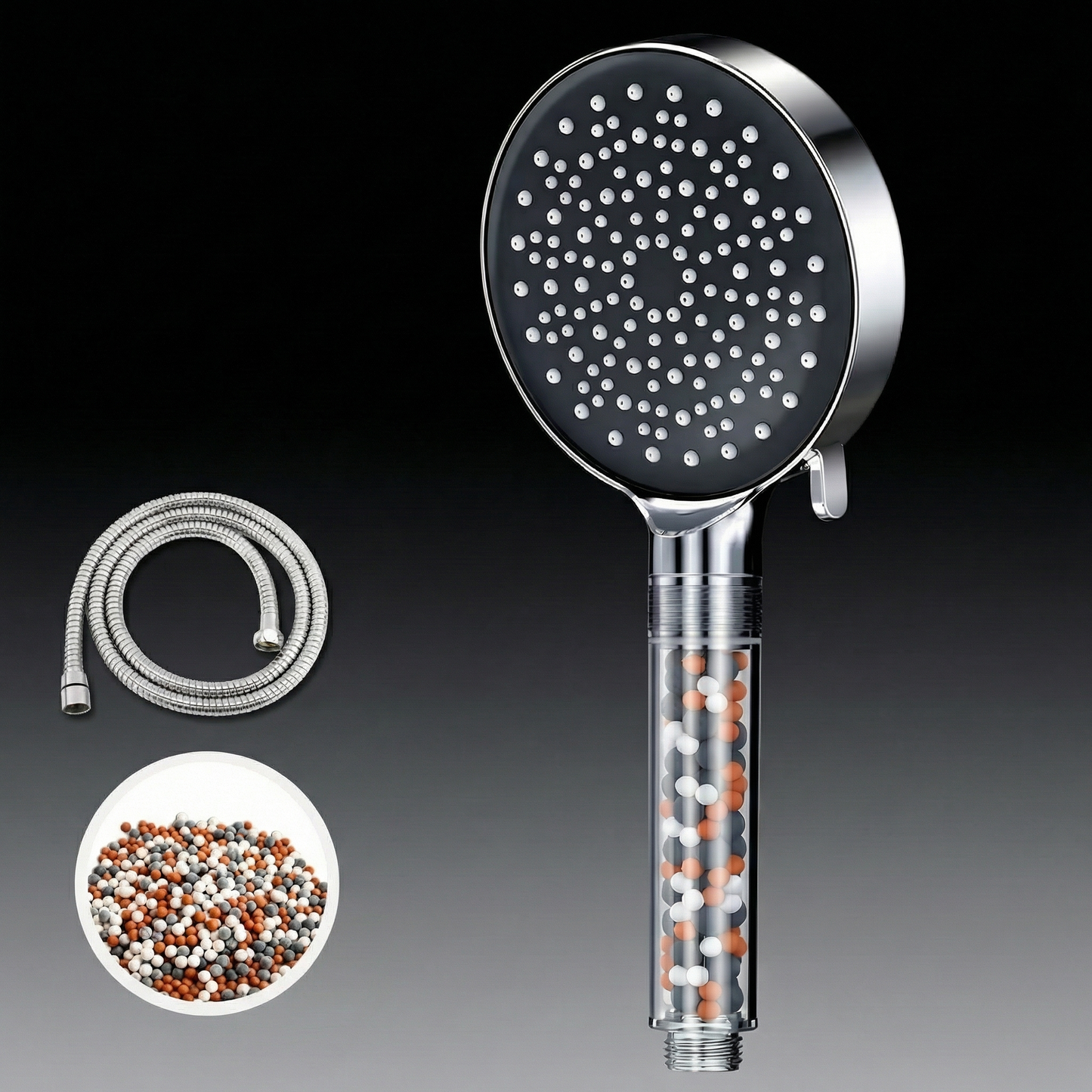 Water-Saving Rain Shower Head with Microhole Spray and Mineral Filtration