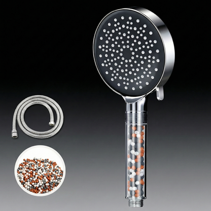 Water-Saving Rain Shower Head with Microhole Spray and Mineral Filtration