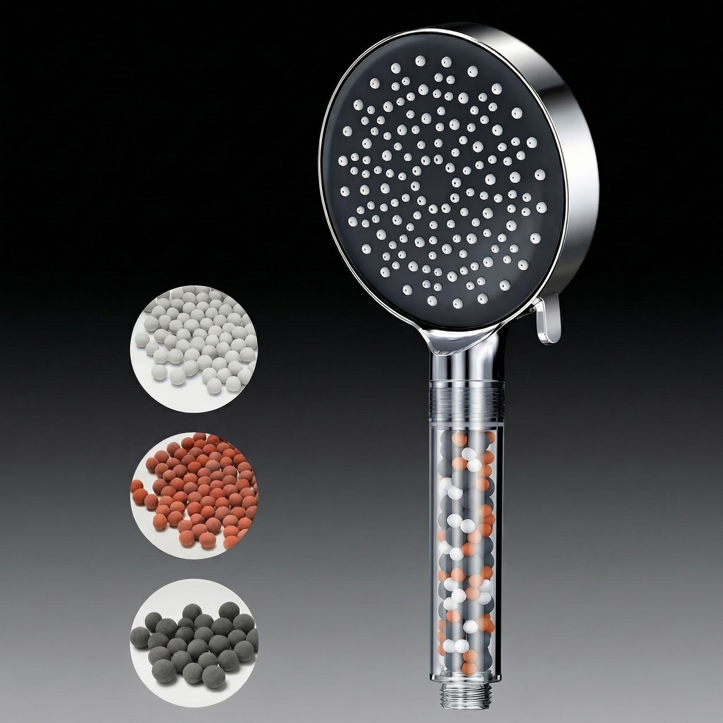 Water-Saving Rain Shower Head with Microhole Spray and Mineral Filtration