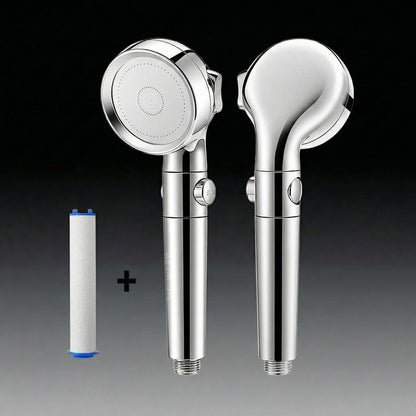 High Pressure Shower Head with Optional Stop Button and Water-Saving Flow