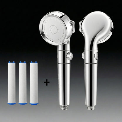 High Pressure Shower Head with Optional Stop Button and Water-Saving Flow