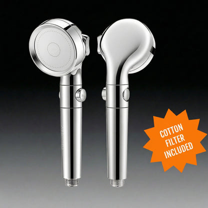 High Pressure Shower Head with Optional Stop Button and Water-Saving Flow