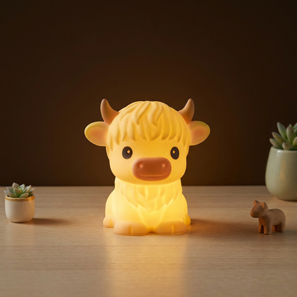 Highland Cow Rechargeable LED Night Light with Tap Control