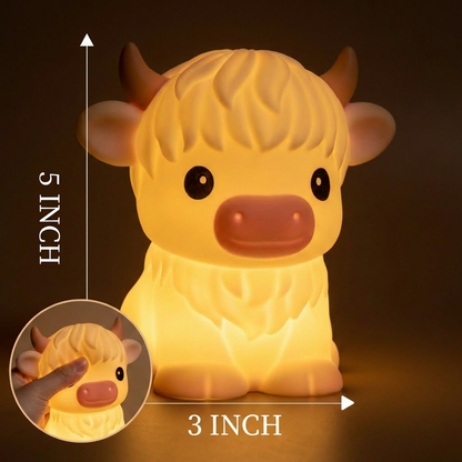 Highland Cow Rechargeable LED Night Light with Tap Control