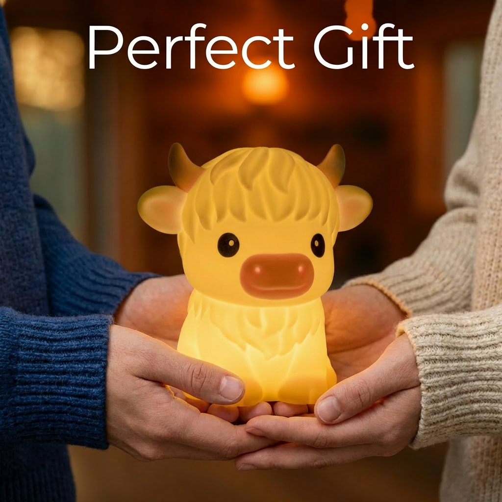 Highland Cow Rechargeable LED Night Light with Tap Control