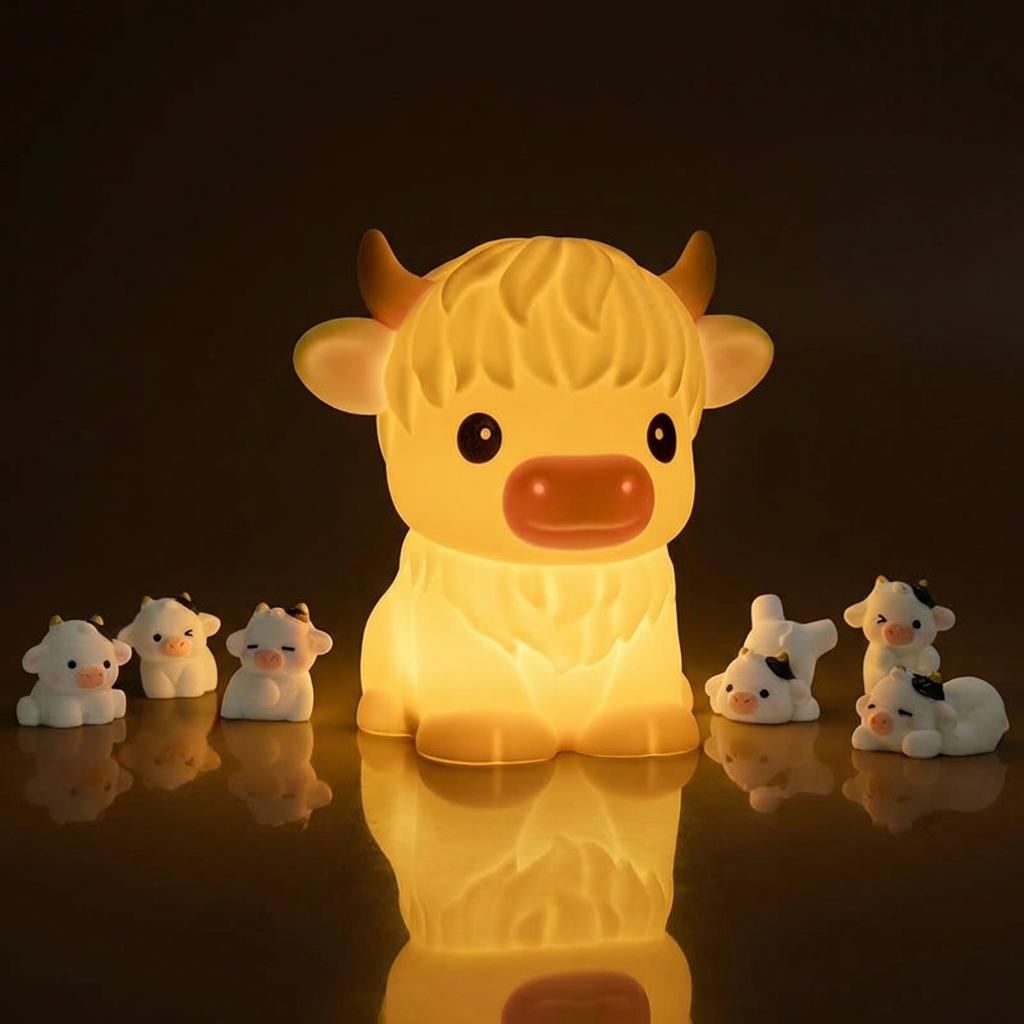 Highland Cow Rechargeable LED Night Light with Tap Control