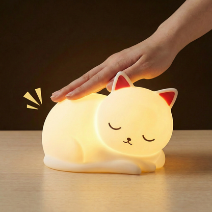 Cozy Cat Dimmable LED Night Light with Tap Control