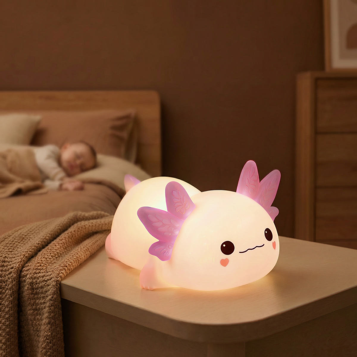 Axolotl Rechargeable LED Night Light with Tap & Squeeze Control