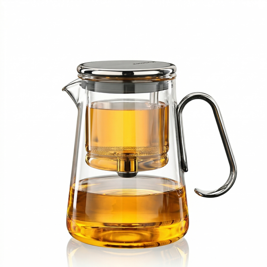 Magnetic Glass Teapot with Tea Release Switch | Compact Design for Effortless Brewing