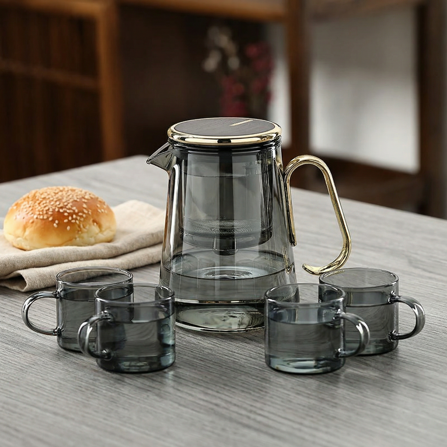 Magnetic Glass Teapot with Tea Release Switch | Compact Design for Effortless Brewing
