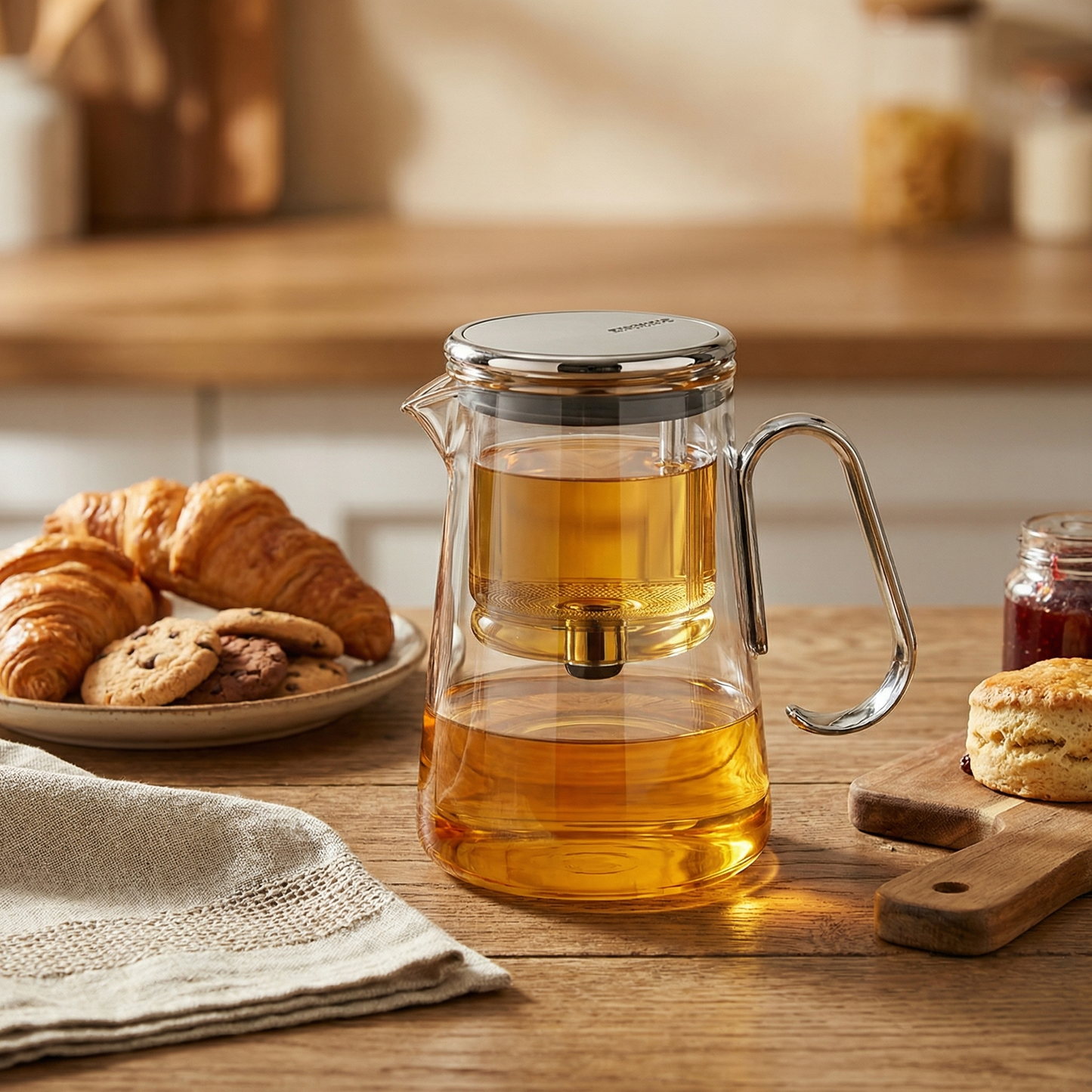 Magnetic Glass Teapot with Tea Release Switch | Compact Design for Effortless Brewing