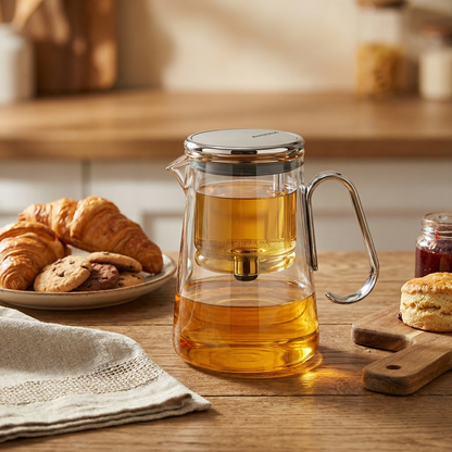 Magnetic Glass Teapot with Tea Release Switch | Compact Design for Effortless Brewing