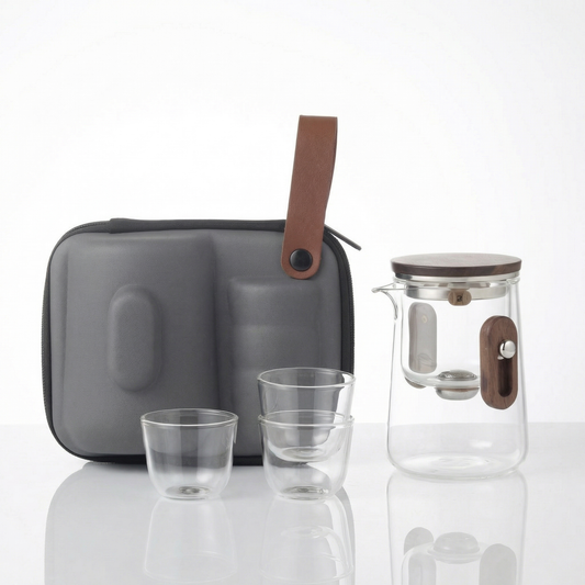 Travel Glass Tea Set with Advanced Filtration System | Compact Design for Freshly Brewed Tea On-the-Go