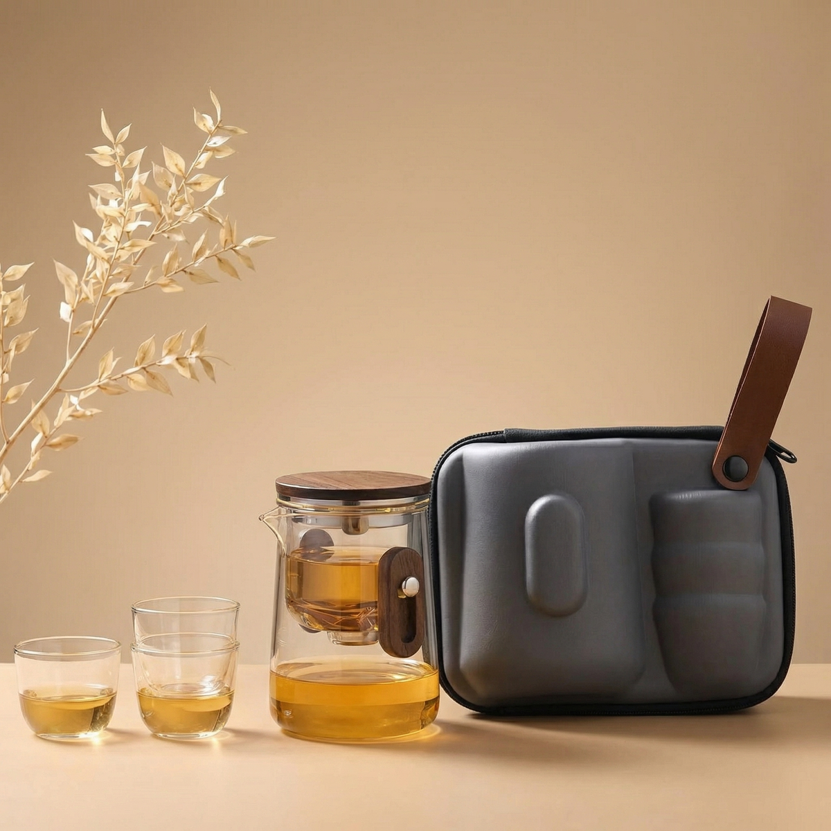 Travel Glass Tea Set with Advanced Filtration System | Compact Design for Freshly Brewed Tea On-the-Go