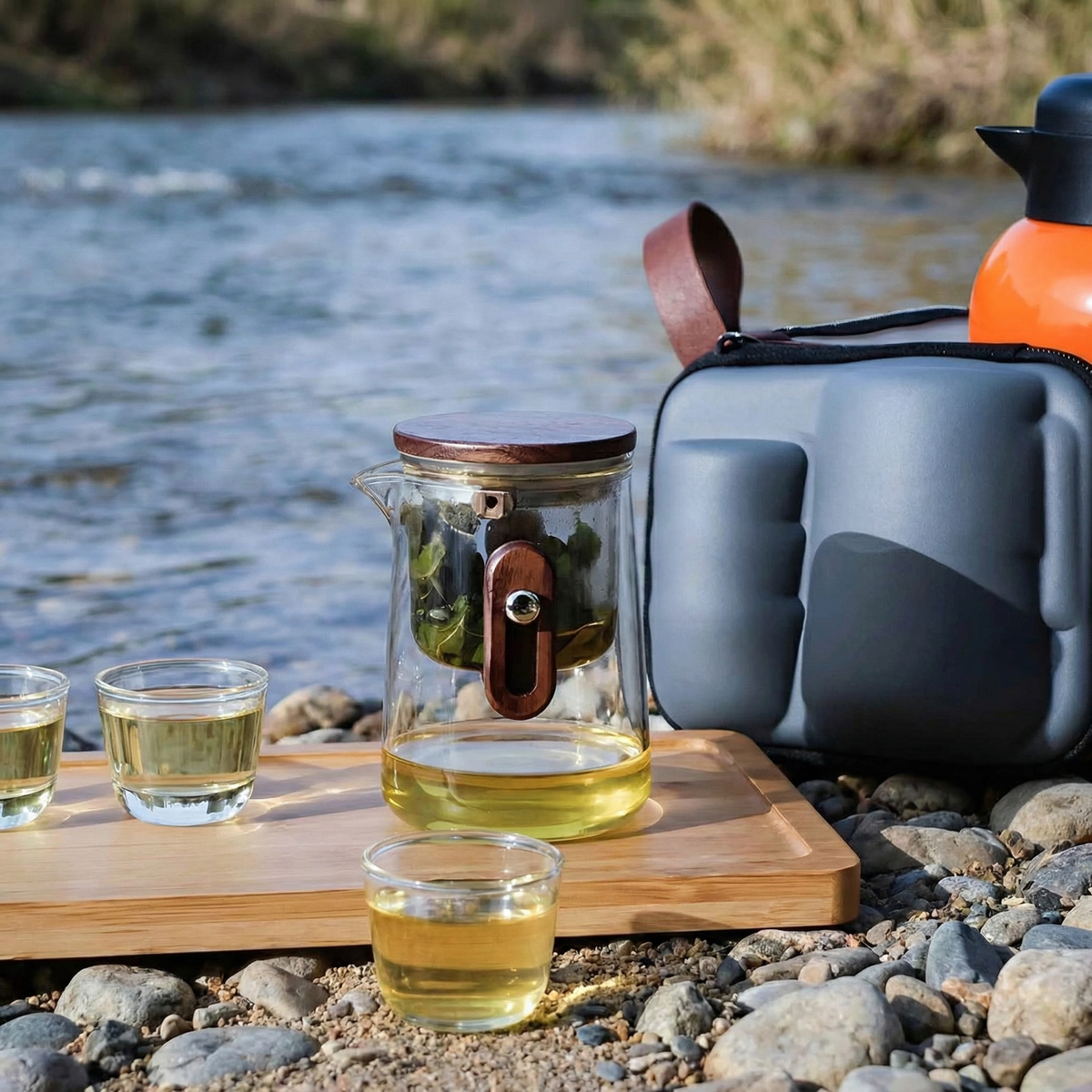 Travel Glass Tea Set with Advanced Filtration System | Compact Design for Freshly Brewed Tea On-the-Go