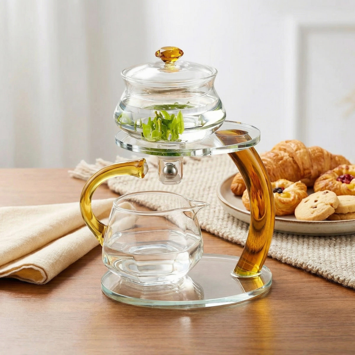 Elegant Glass Teapot with Magnetic Infuser | Health-Boosting Design for Enhanced Tea Experience