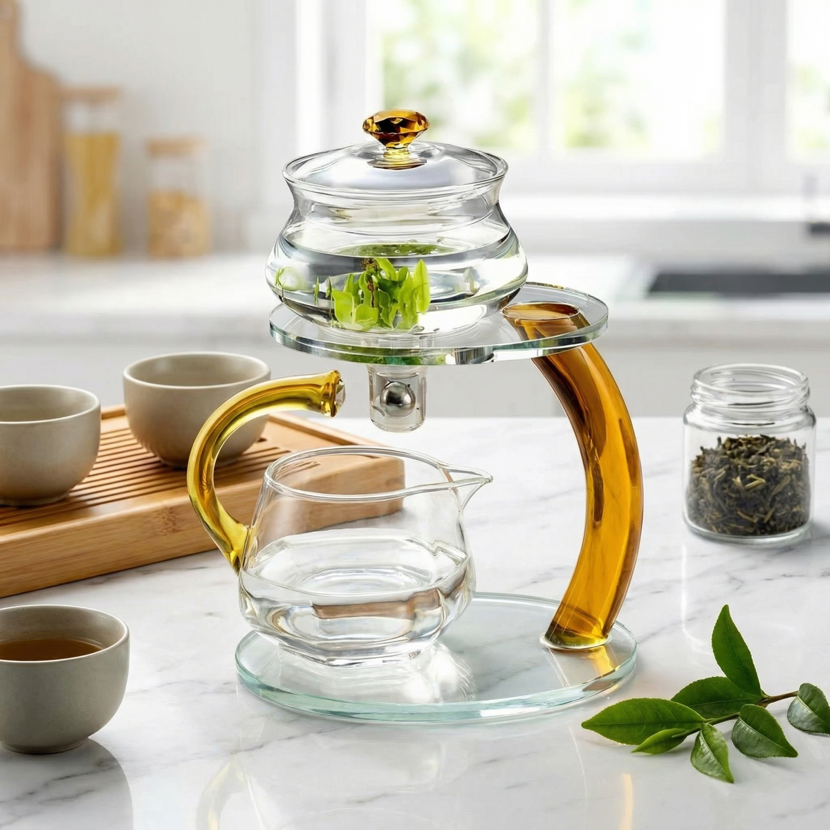 Elegant Glass Teapot with Magnetic Infuser | Health-Boosting Design for Enhanced Tea Experience