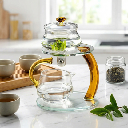 Elegant Glass Teapot with Magnetic Infuser | Health-Boosting Design for Enhanced Tea Experience