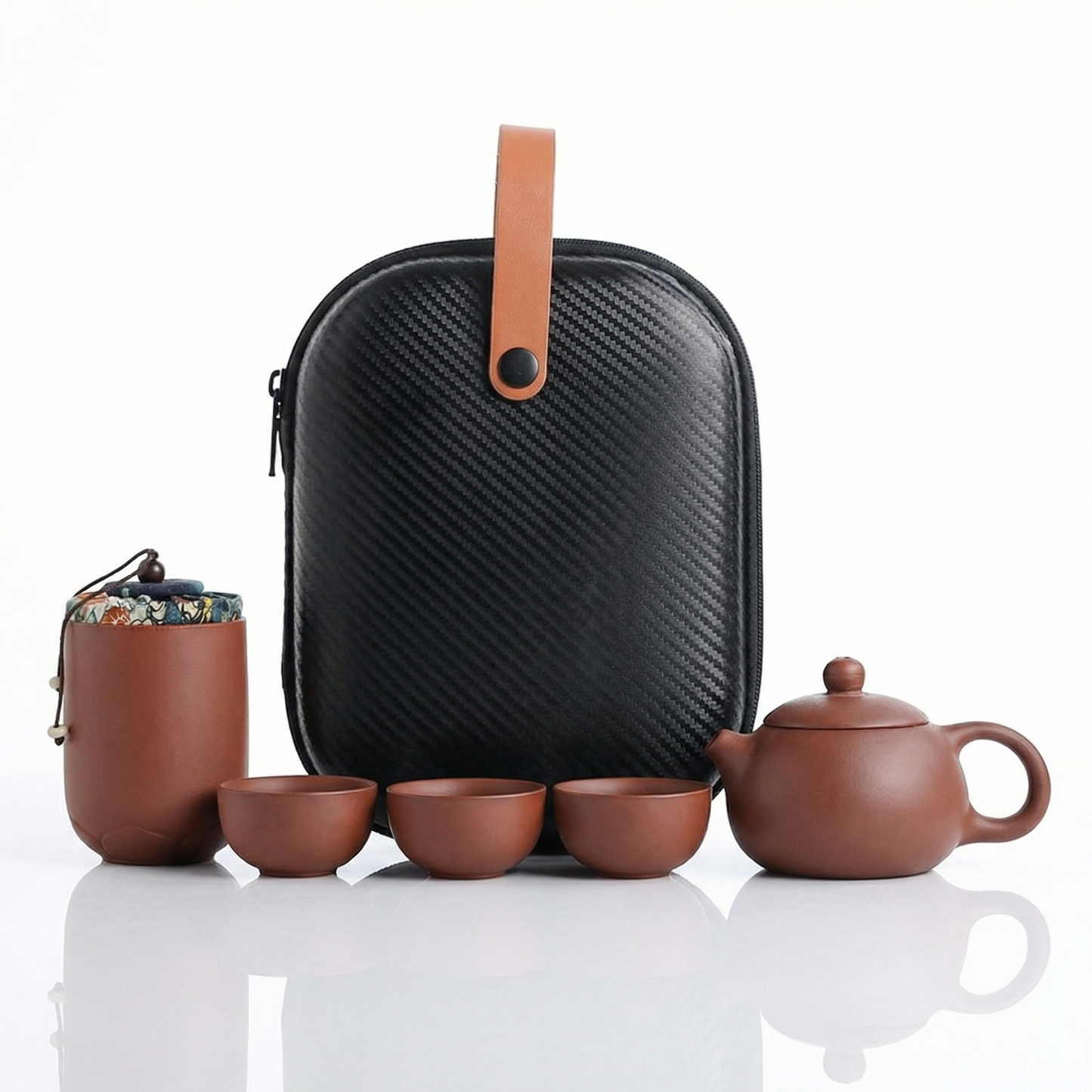 Traditional Travel Tea Set | Handcrafted Ceramic Teapot with Travel Case