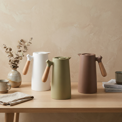 Elegant Insulated Glass Carafe with Wooden Handle for Optimal Temperature Control